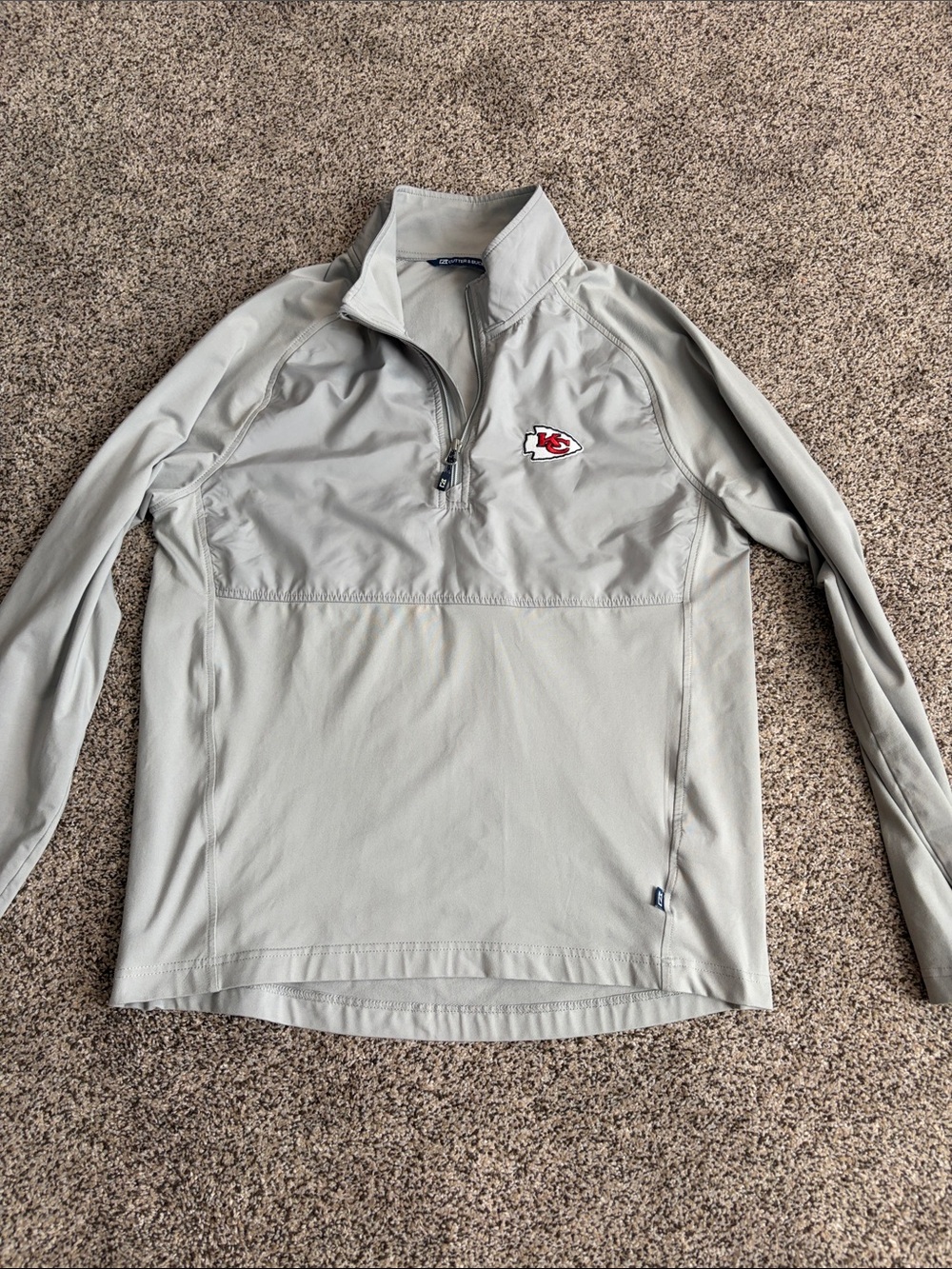 Cutter & Buck Light Gray Kansas City Chiefs Quarter-Zip Pullover